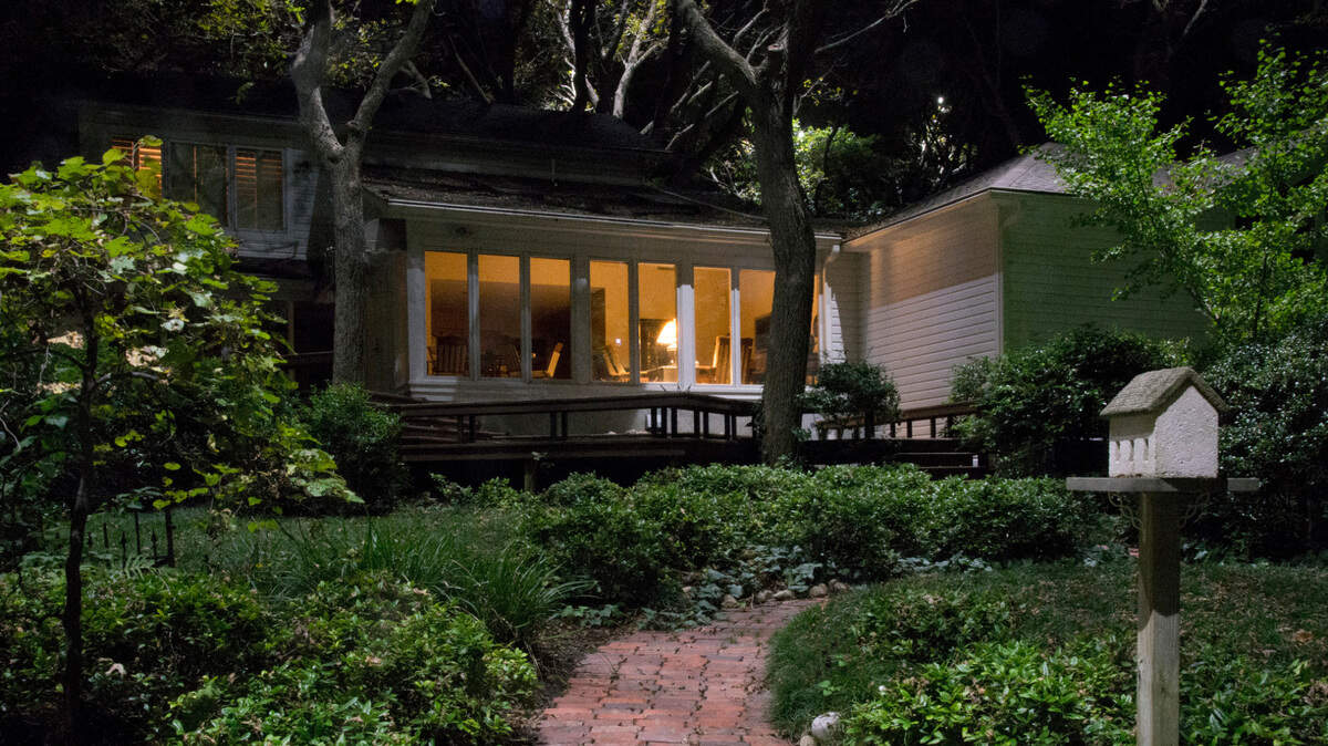 Some contractors specialize in certain segments of the landscaping industry, such as tree lighting for this back yard.