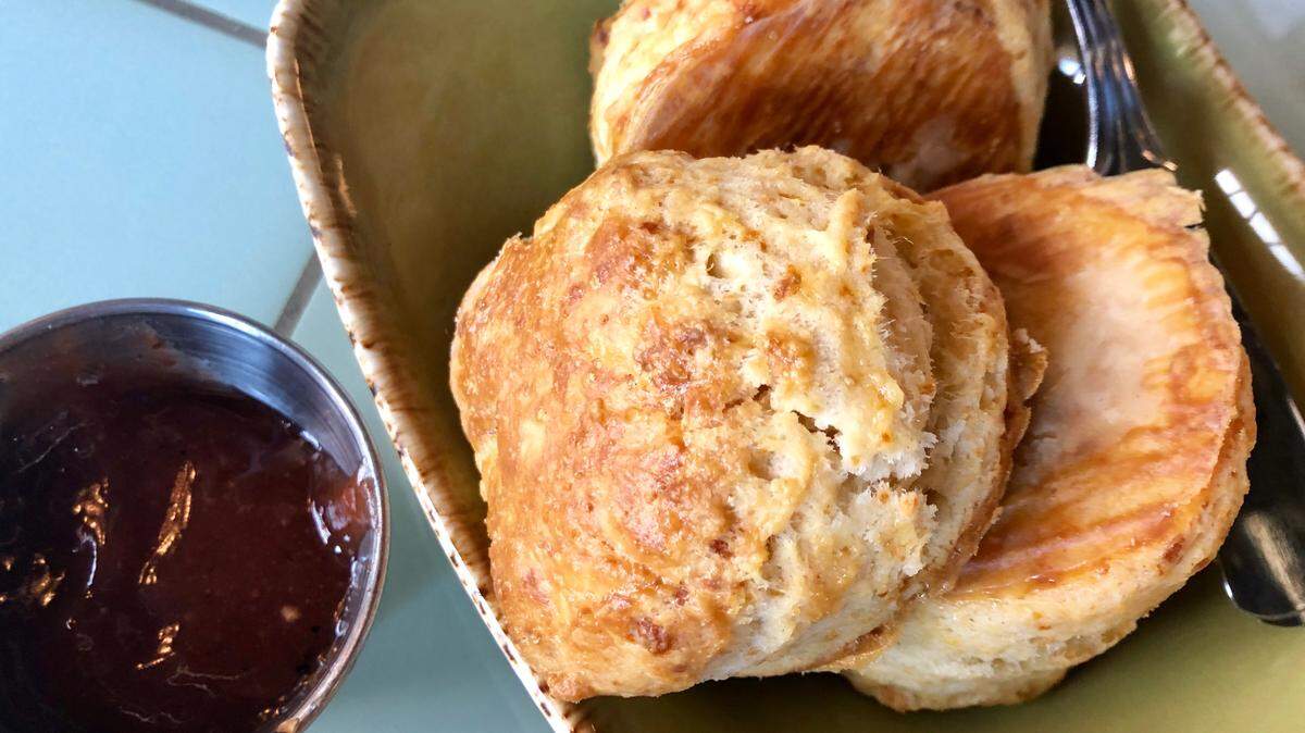 Biscuits and strawberry-ginger jam at Punch Bowl Social.