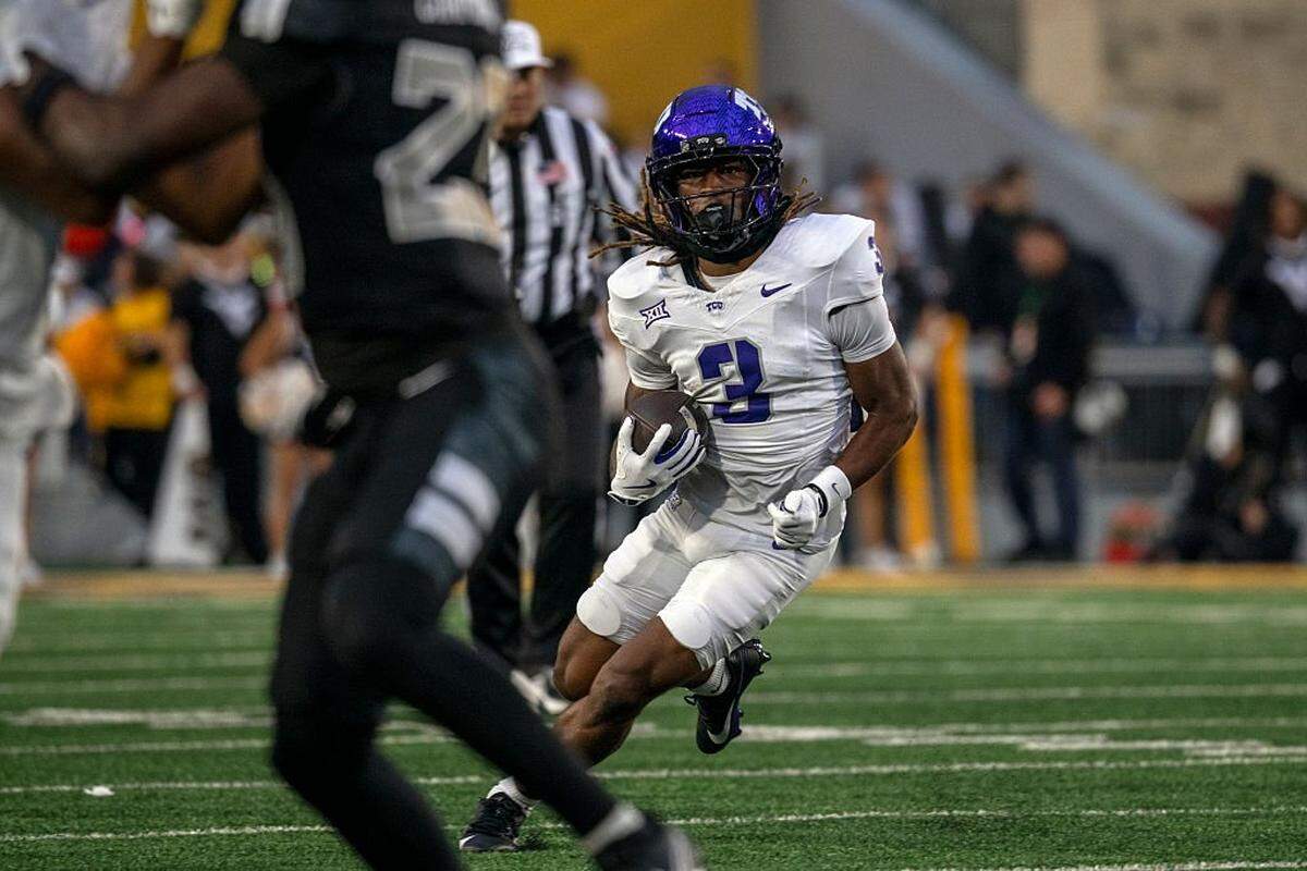 MORGANTOWN, WEST VIRGINIA - OCTOBER 25: Major Everhart #3 of the TCU Horned Frogs in action during a game between the West Virginia Mountaineers at Milan Puskar Stadium on October 25, 2025 in Morgantown, West Virginia. (Photo by Brien Aho/Getty Images)