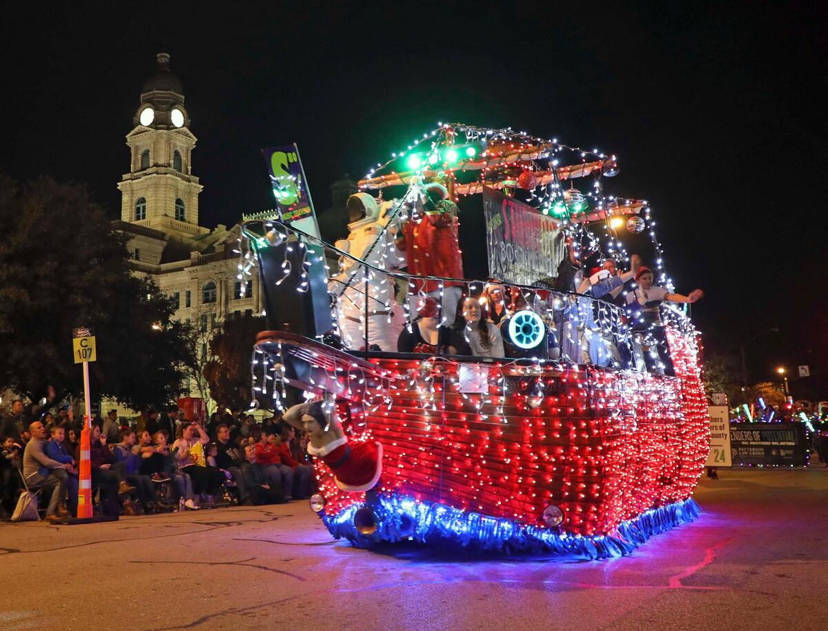 Bright lights and intricately designed floats wowed the crowd during the Parade of Light on Sunday night in downtown Fort Worth. More than 100 floats and 500,000 lights marched through the streets while bringing holiday cheer to spectators.