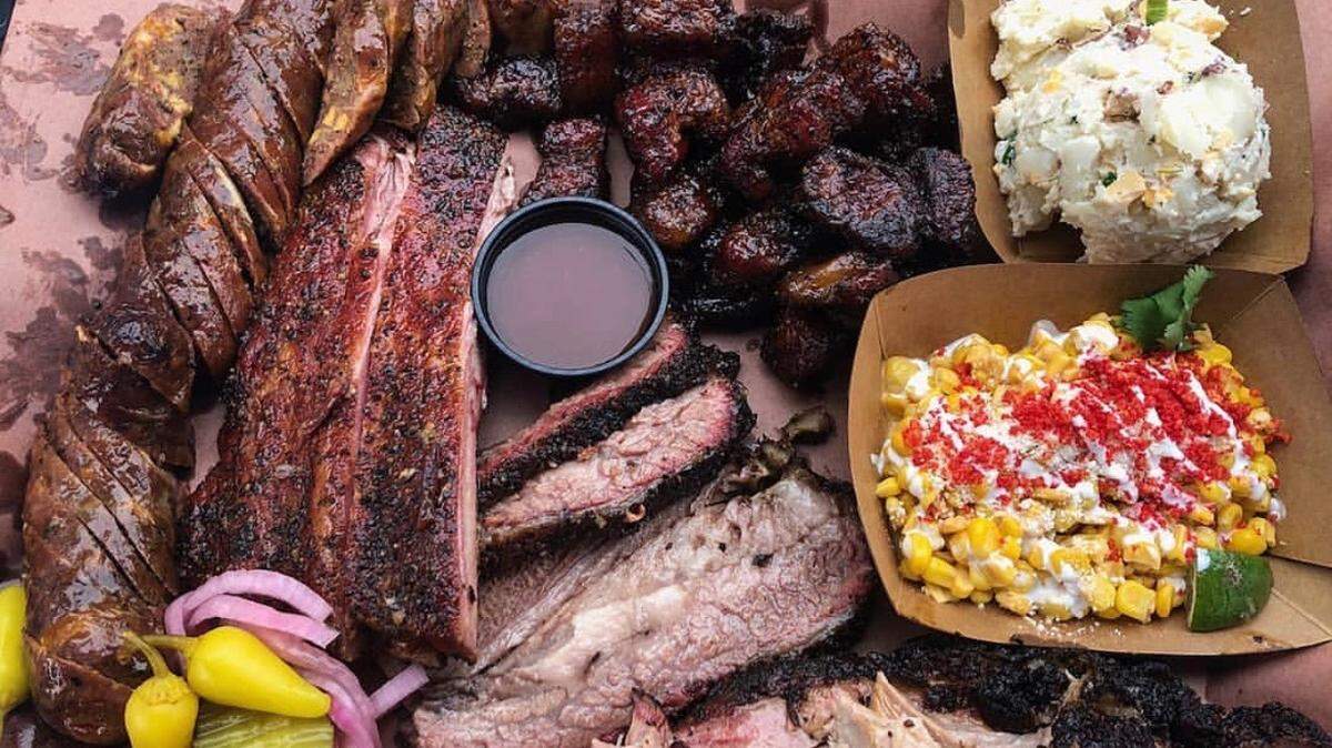 A plate of food from Dayne’s Craft Barbecue.