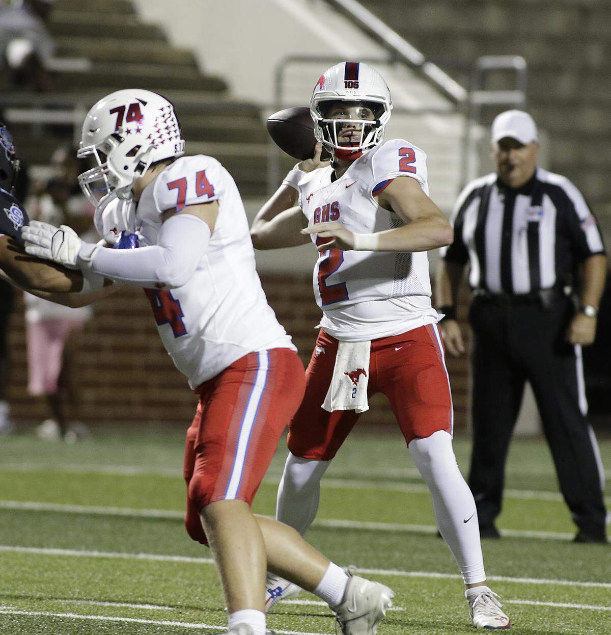 Grapevine’s Ty Johnson throws a pass against Summit Mansfield  during their game at Newsom Stadium on Thursday, Sep. 25 ,2025 