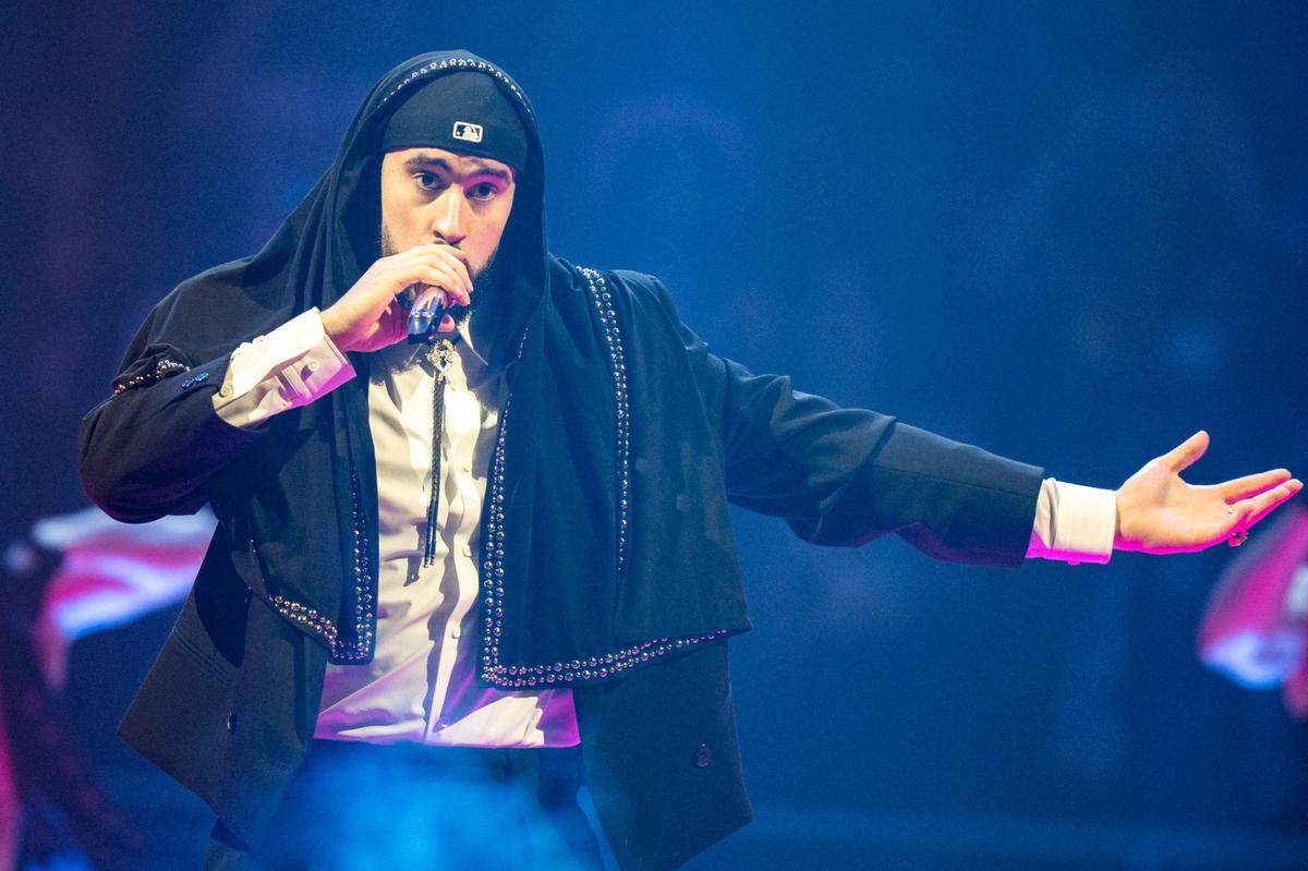 Bad Bunny performs during his Most Wanted Tour at The Moody Center Friday, April 26, 2024.