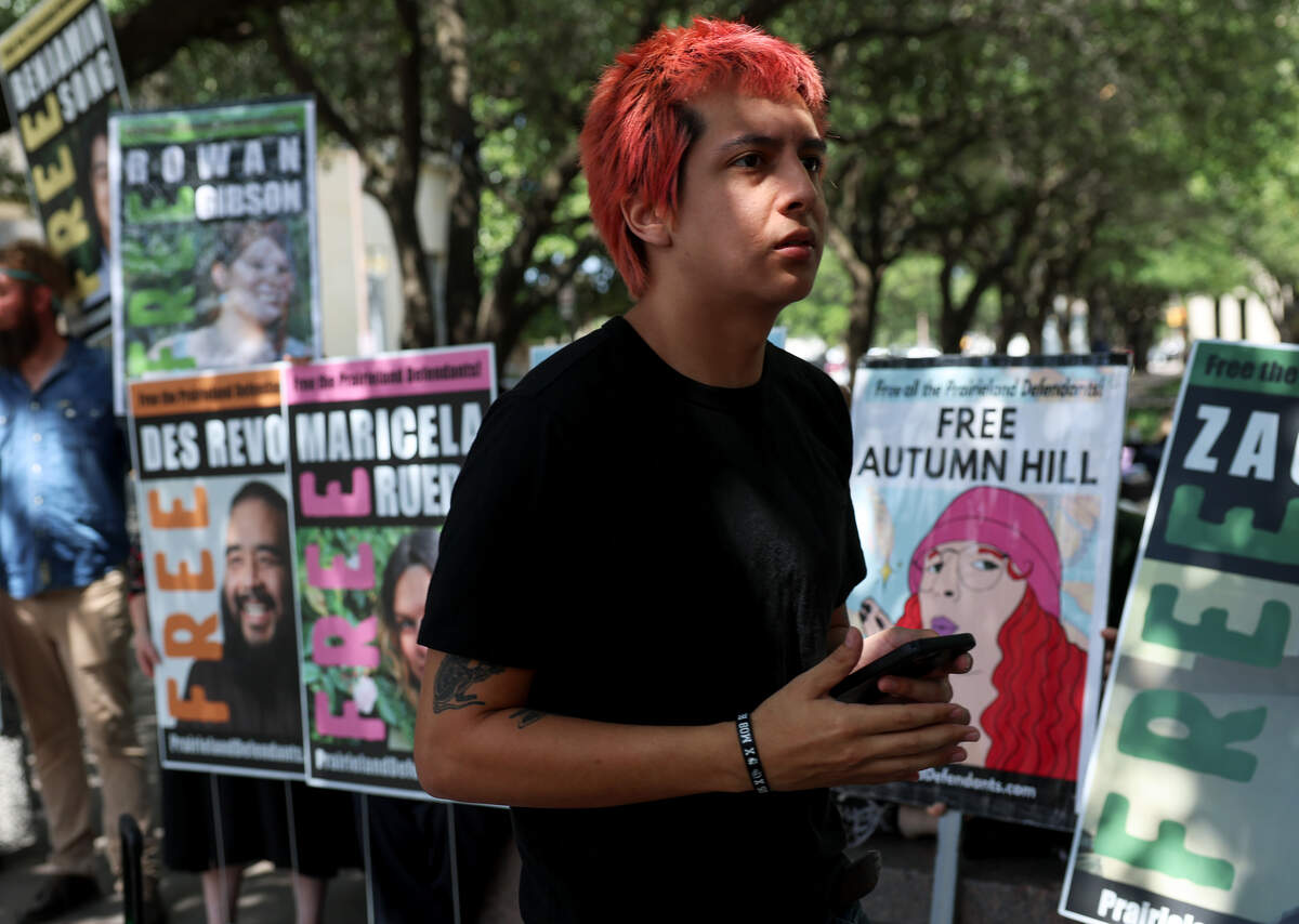 Estevan Soto gives a statement from his parents, Ines and Elizabeth Soto, following the sentencing of more defendants in the Prairieland ICE shooting case on Wednesday, July 1, 2026, in downtown Fort Worth. Both Ines and Elizabeth Soto received a sentence of 50 years in federal prison.