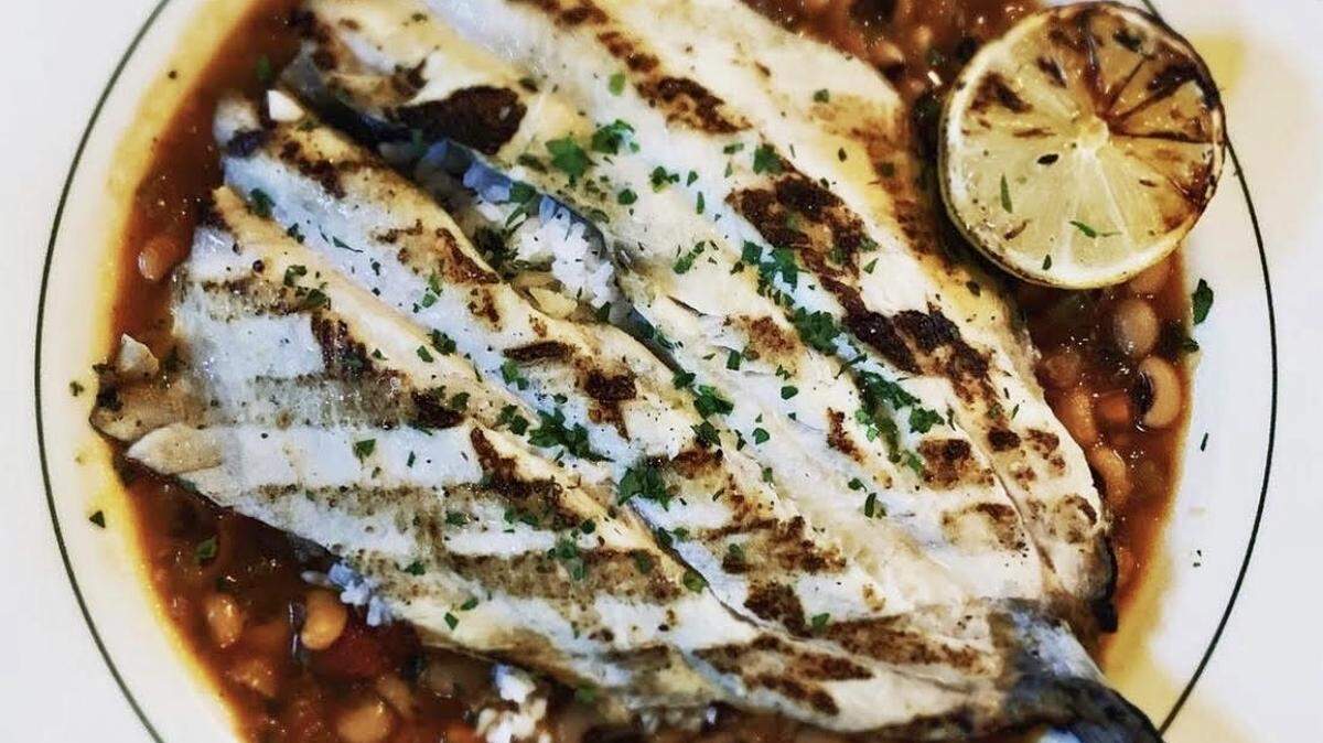 Grilled trout with hoppin' John at Provender Hall.
