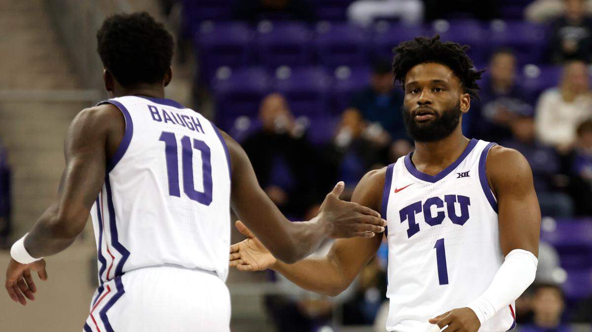 TCU guards Damion Baugh (10) and Mike Miles Jr. (1) went undrafted during the NBA draft on Thursday.