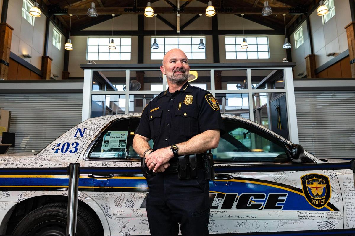 Fort Worth Police Chief Neil Noakes is photographed in the lobby at the Bob Bolen Public Safety Complex on May 21. After 25 years serving as police chief, Noakes is retiring from his position.