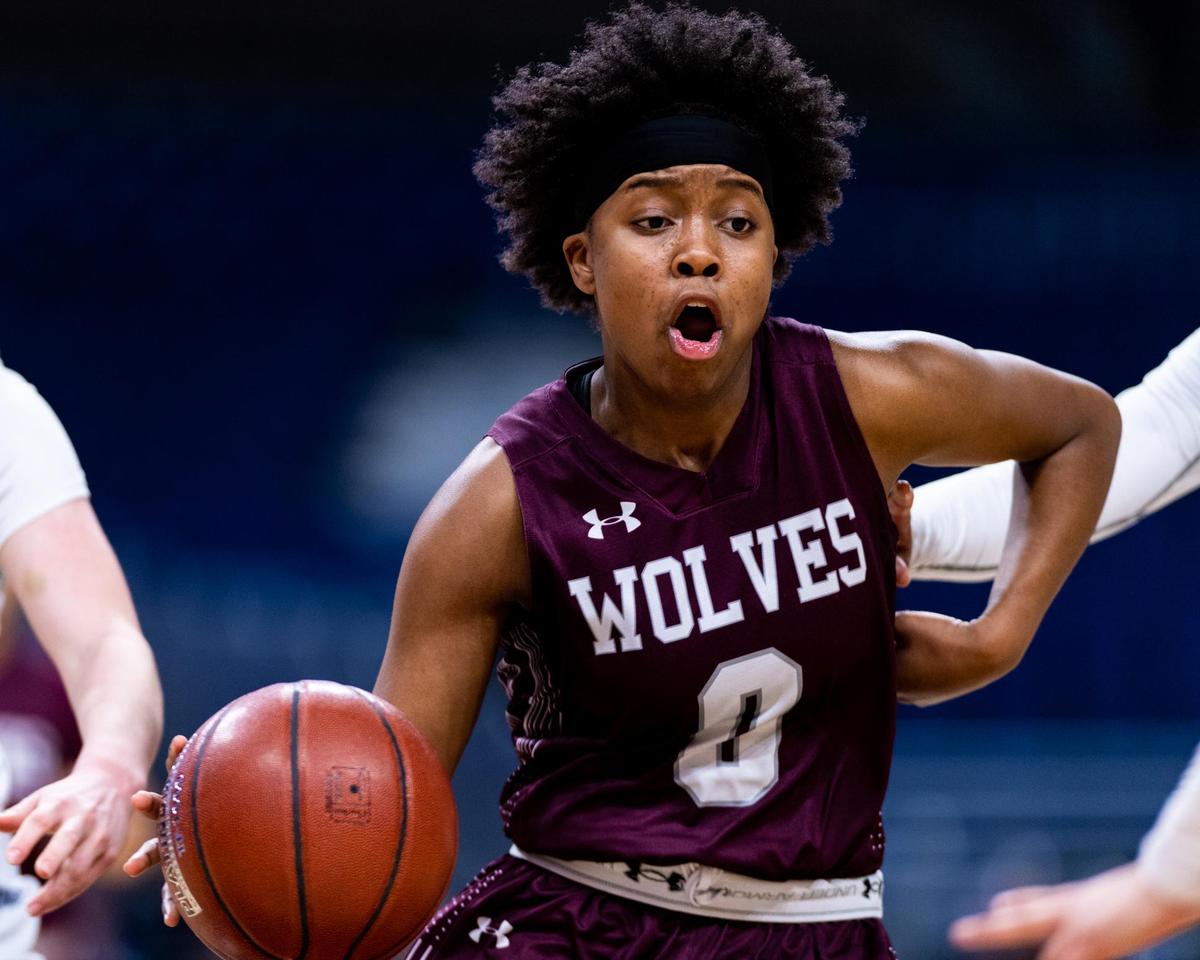 Desiree Wooten (0) sprints down the court during the 2nd half of the 5A State Semifinal between Mansfield Timberview and San Antonio Veterans Memorial at the Alamodome in San Antonio on March 5th, 2020. (Matt Smith-Special to the Star-Telegram).