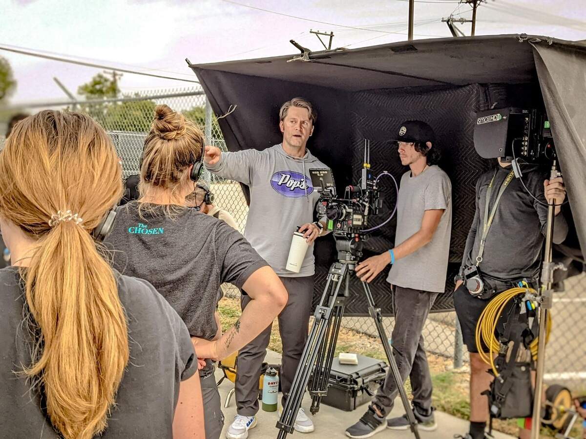 Director Richard Blake on the set of “The Actor” in Fort Worth.