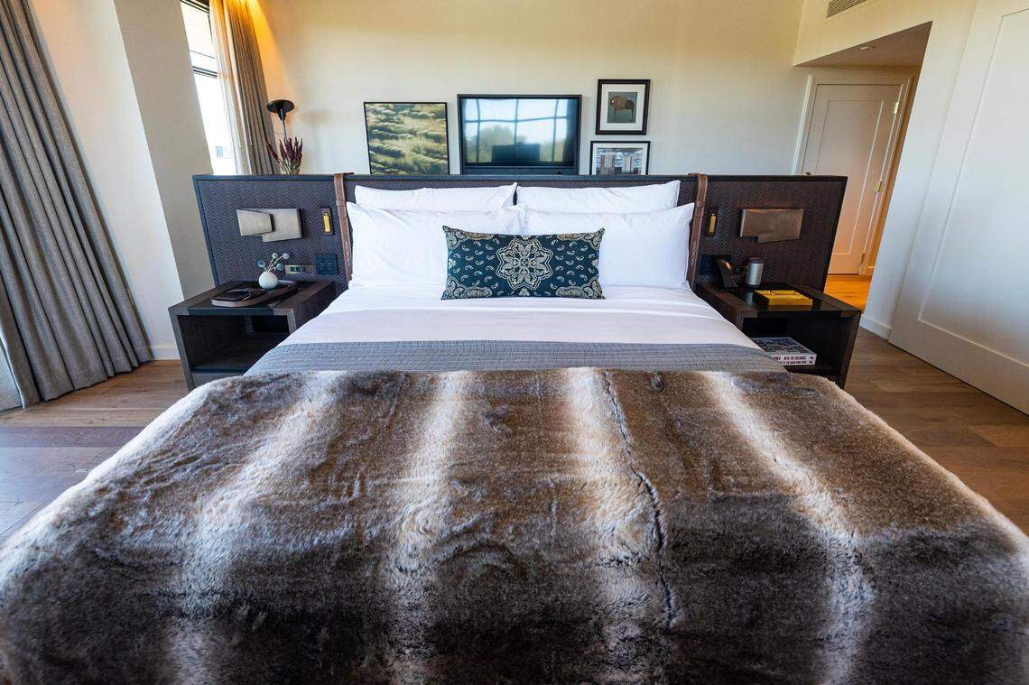 One of the suites on the fourth floor at the new Bowie House hotel in Fort Worth on Tuesday, Nov. 28, 2023.