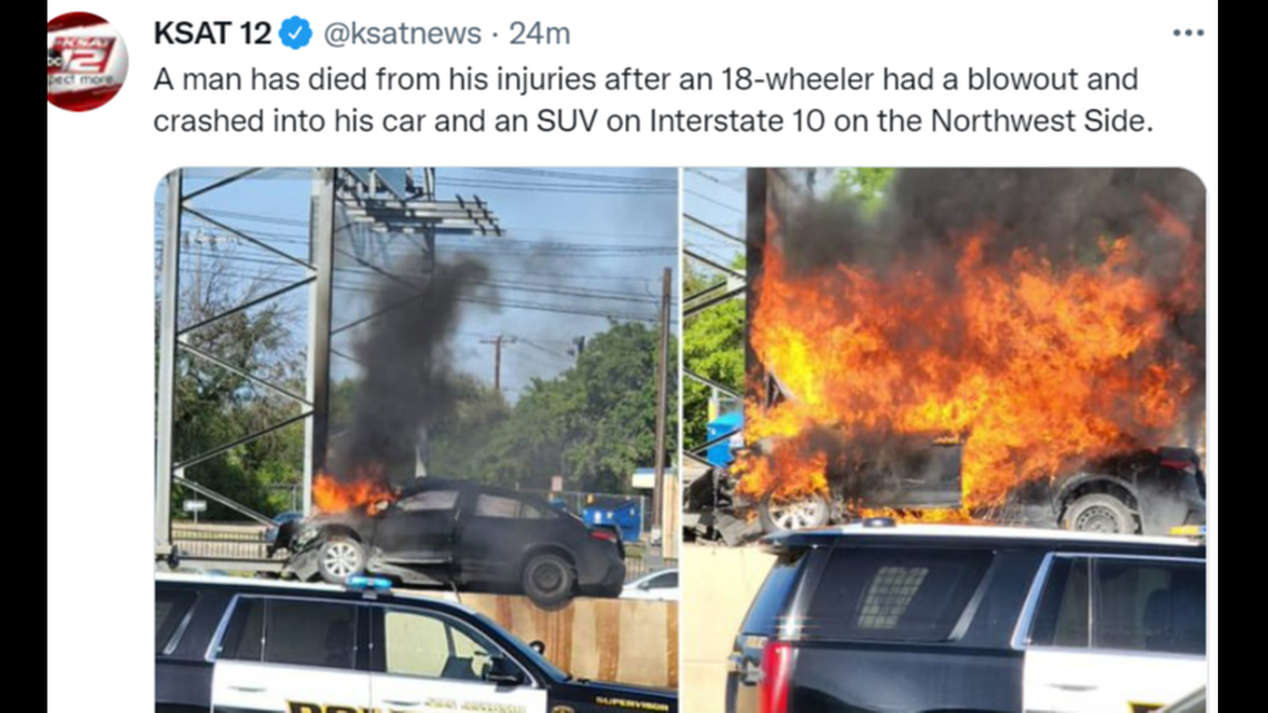 After it was hit, the Toyota sedan mounted the concrete barrier and burst into flames.