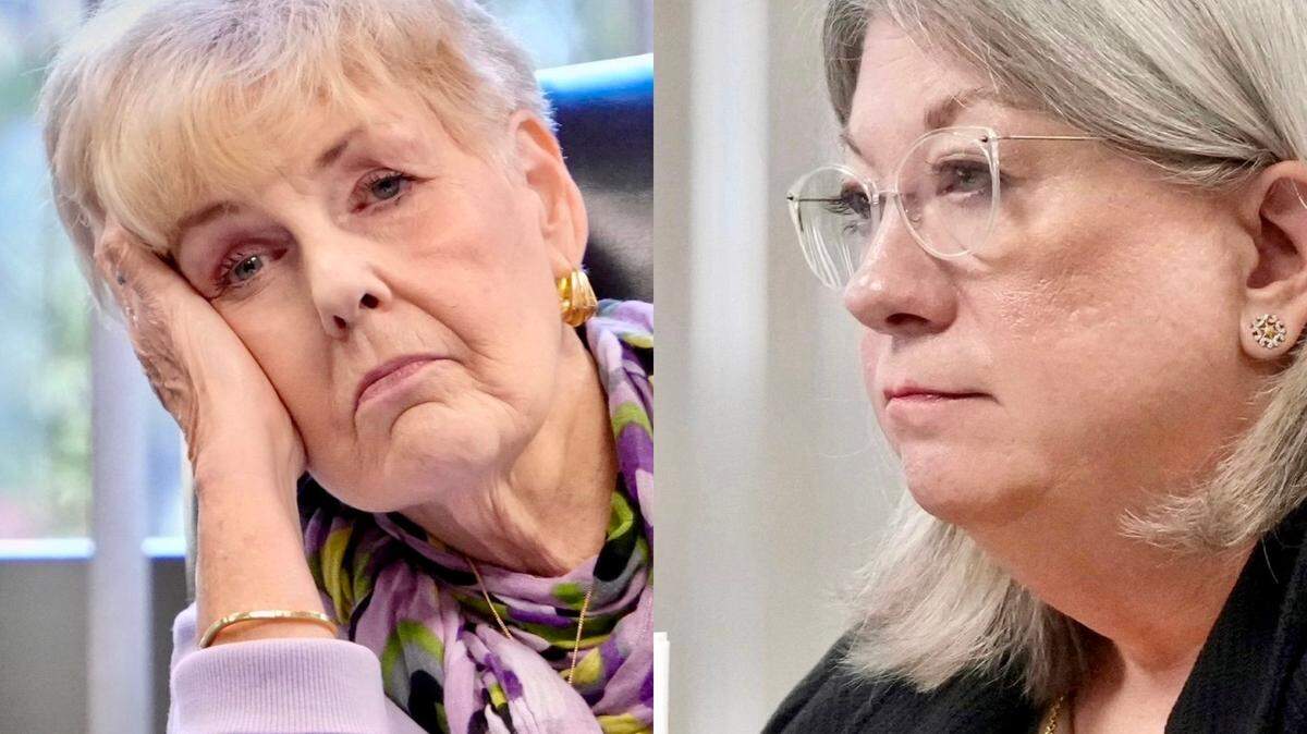Fort Worth Republican Pat Hardy, left, and Pantego Republican Leslie Recine listen during discussion of the controversial Bluebonnet teaching materials at a Nov. 22 State Board of Education meeting. The Bluebonnet materials, which use Bible stories, are K-5 math and reading instructional materials that the 2023 House Bill 1605 mandated the Texas Education Agency to create with the intention of creating high-quality instructional resources for teachers.