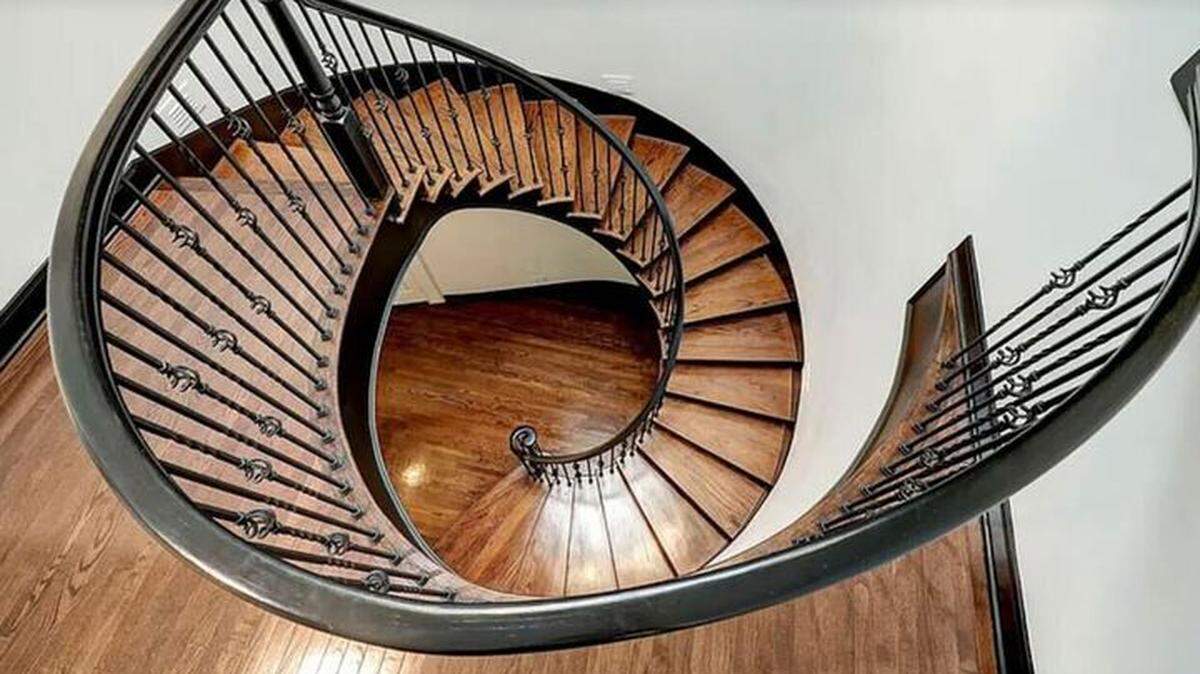 Staircase on a mansion for sale in Houston, Texas.