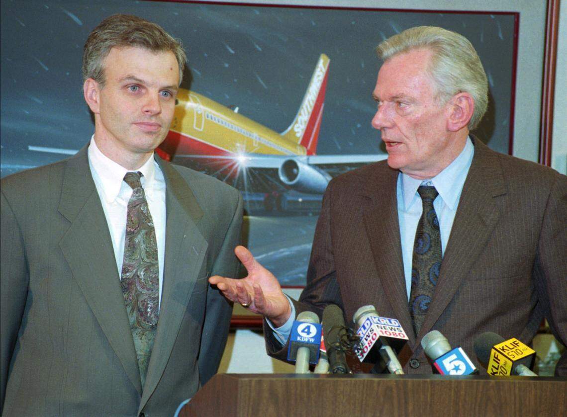 In 1993, a young David Neeleman stood alongside Southwest Airlines Chaiman Herbert D. Kelleher when Southwest bought Neeleman’s startup Morris Air. Neeleman later joined Southwest.