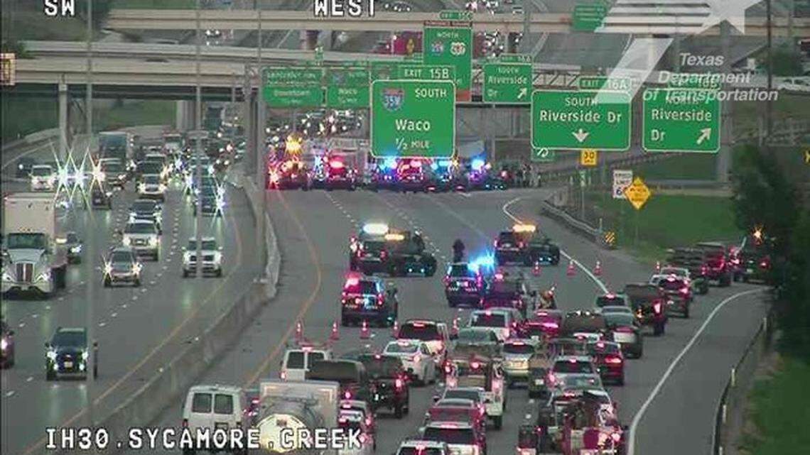 A passenger died on Monday in one of five vehicles that crashed in the westbound lanes of Interstate 30 near downtown Fort Worth.