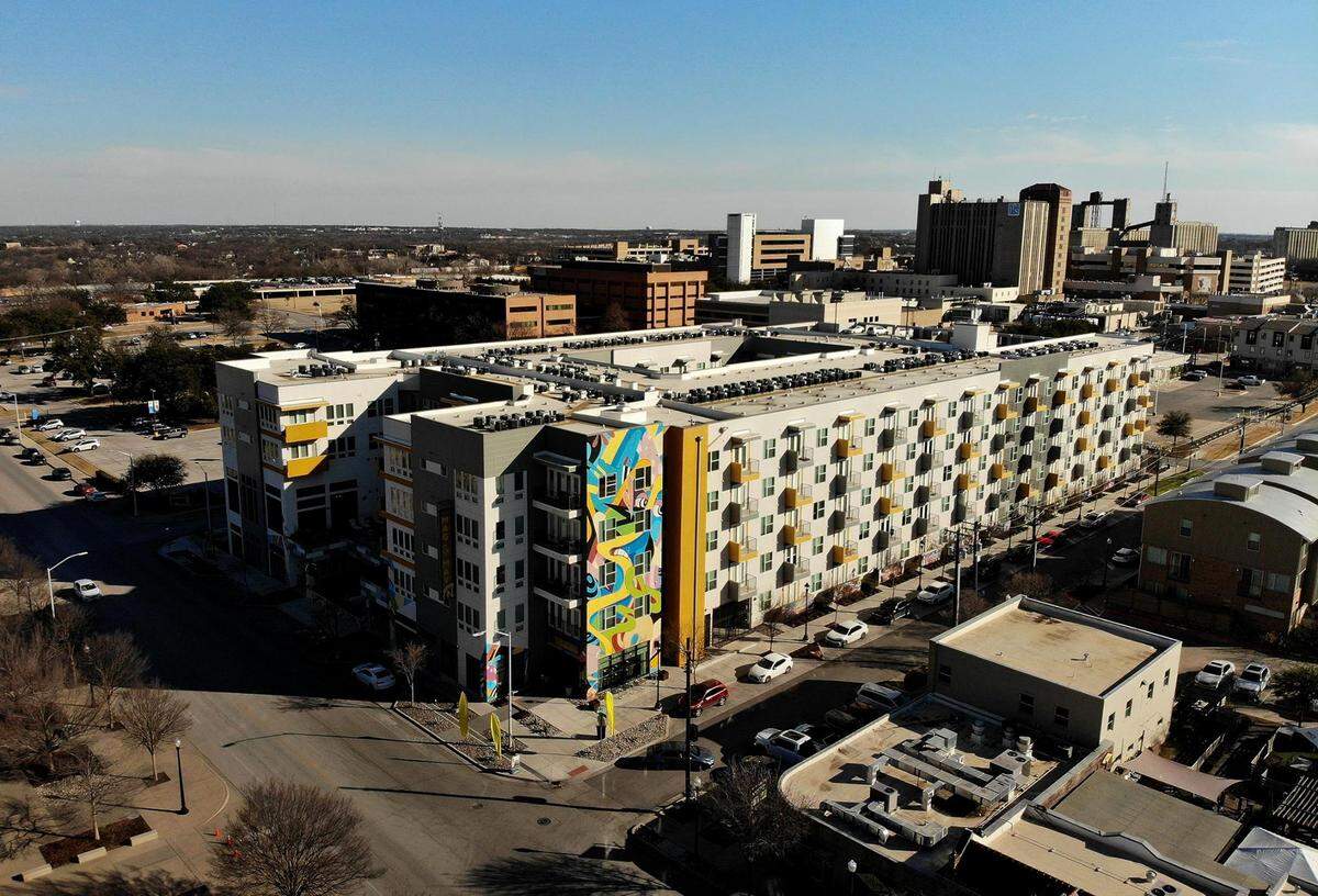Mag & May is one of the many luxury apartment complexes available in the Near Southside neighborhood of Fort Worth. As property values rise landlords are passing on the property tax burden to renters.