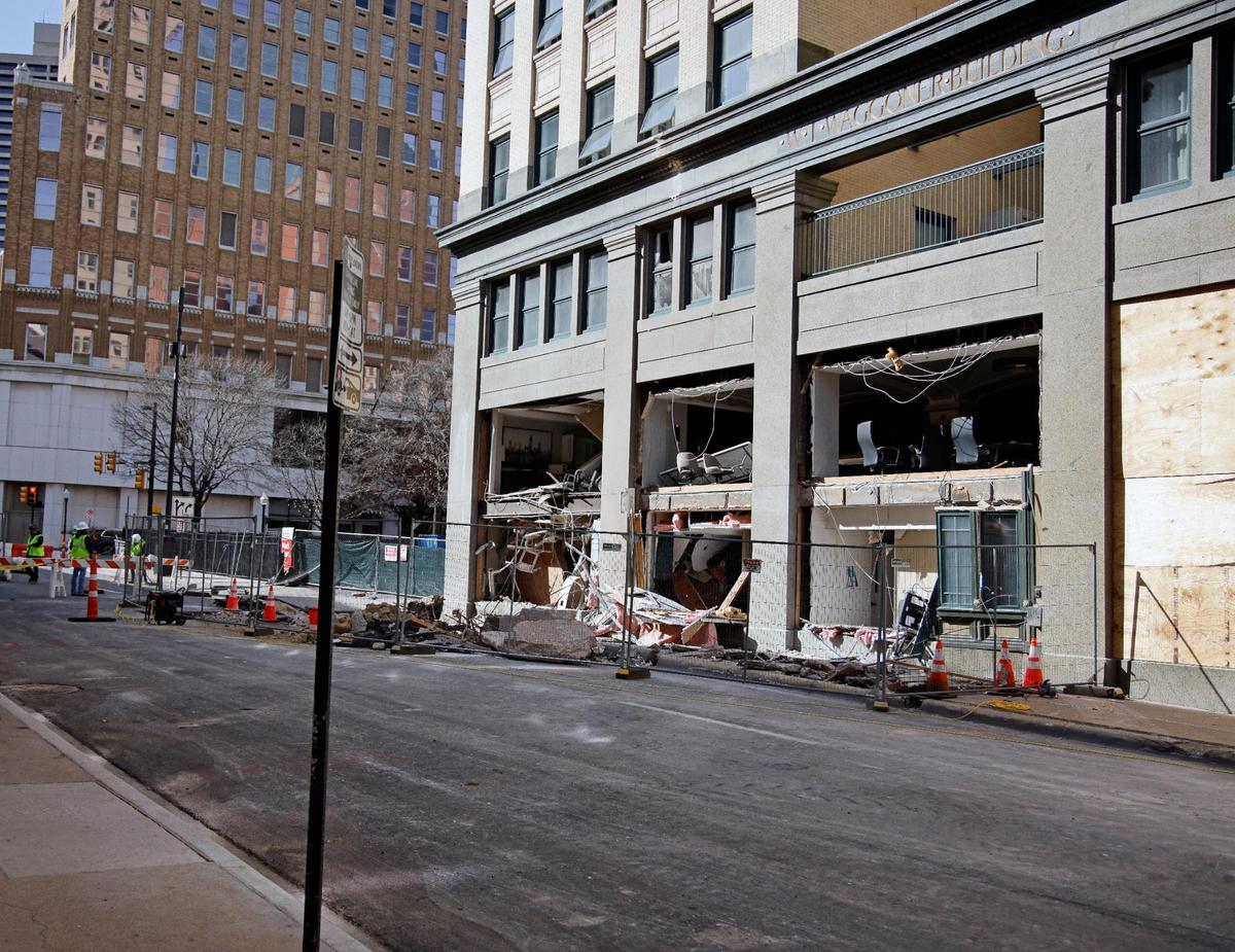 Cleanup from an explosion in the Sandman Signature Hotel was ongoing on Eighth Street in Fort Worth on Saturday. Twenty-one people were injured in the explosion and one remains in critical condition.