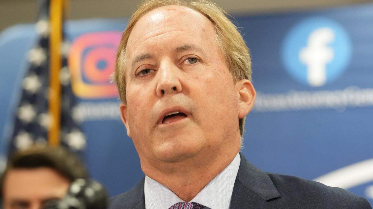 Attorney General Ken Paxton speaks at a news conference at the Price Daniel State Office Building on Friday, the day before the Texas House voted to impeach him.