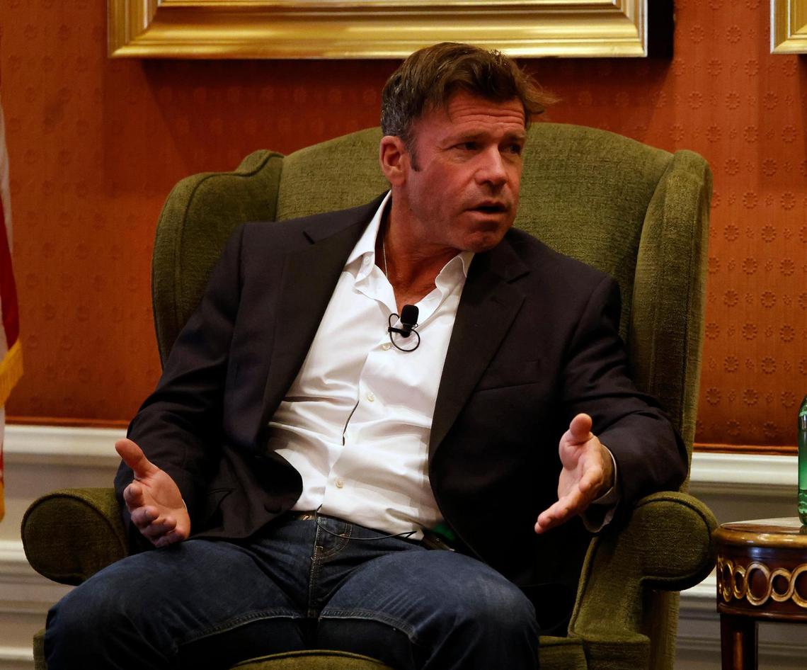“Yellowstone” creator Taylor Sheridan was the special guest speaker of the Exchange Club’s annual charity luncheon on Wednesday at the Fort Worth Club.
