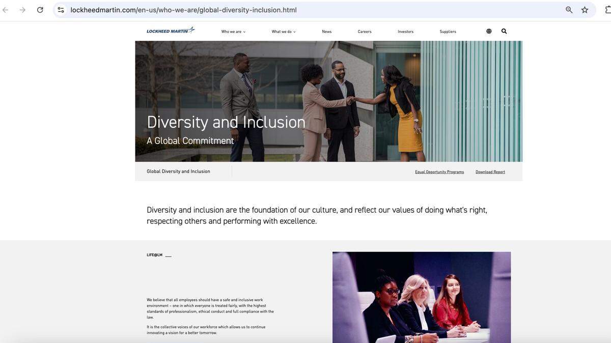 Lockheed Martin’s Diversity and Inclusion web page on Dec. 12, 2024.