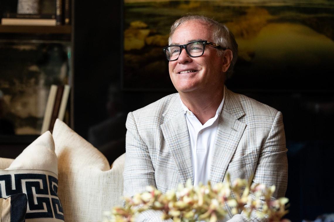 Tim Downey, the Founder and CEO of Southern Land Co., speaks with the media about the opening of the Deco 969 high rise apartment building in downtown Fort Worth on Wednesday, July 17, 2024.