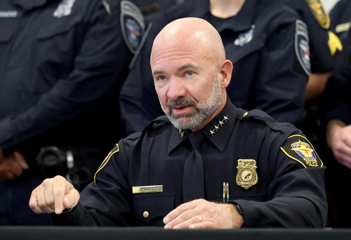 Fort Worth Police Chief Neil Noakes speaks during a press conference where Governor Greg Abbott ceremonially signed two bills addressing street racing and street takeovers on Wednesday, August 2, 2023, at the Public Safety Complex in Fort Worth.