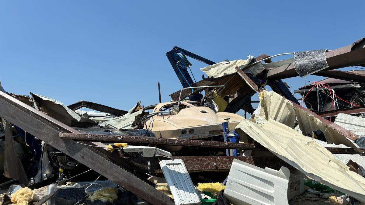 Aftermath of North Texas tornado: A mangled mess of metal, roofing and insulation