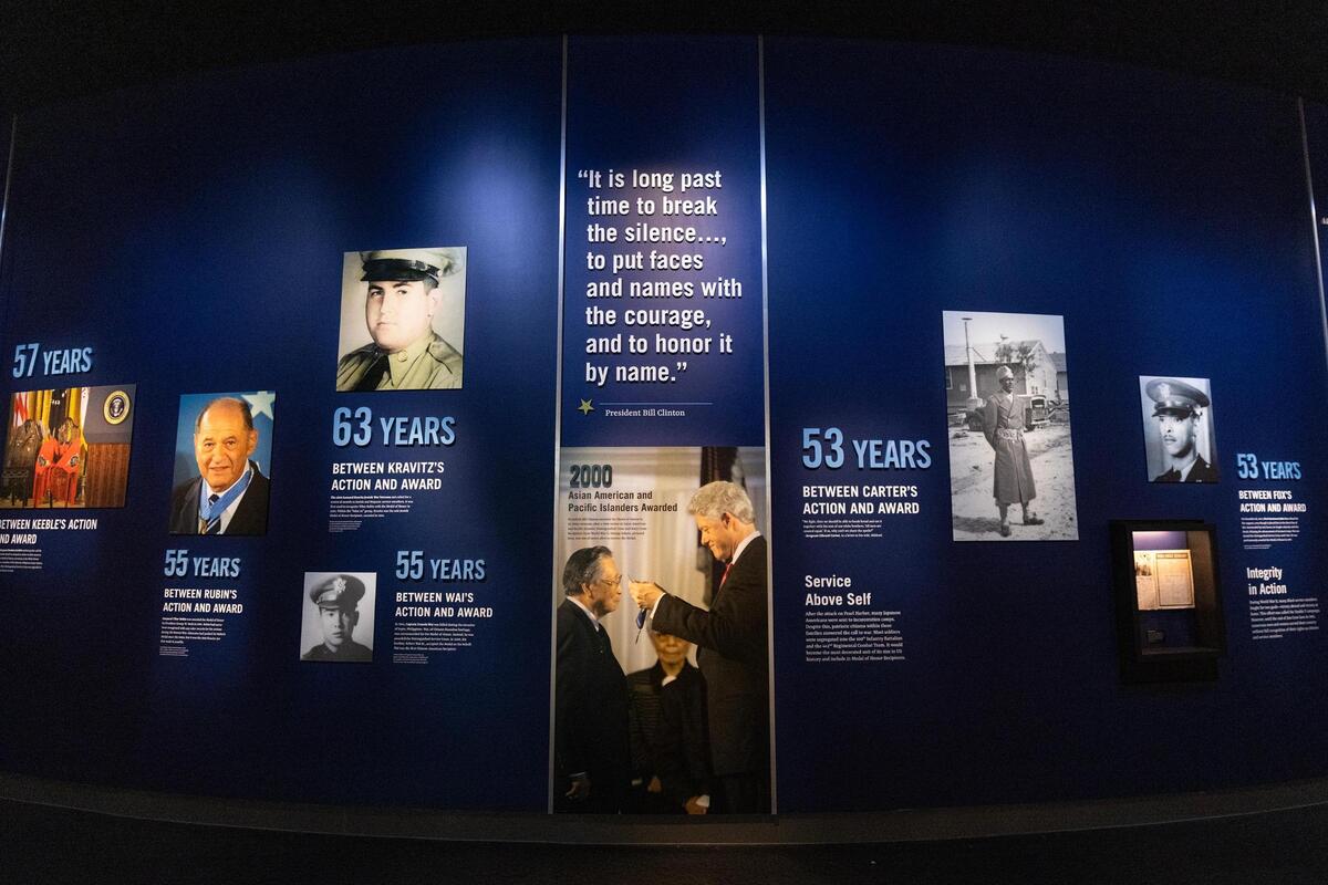 A portion of the ‘More Than a Medal’ exhibit on display inside of the National Medal of Honor Museum in Arlington.