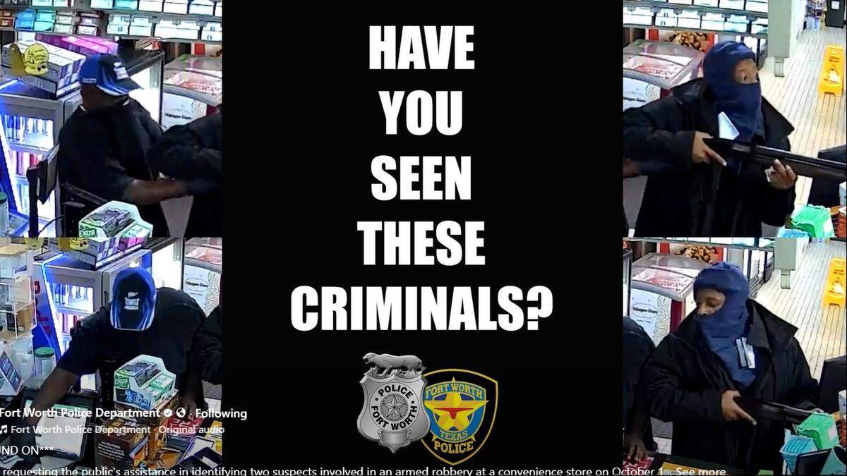Fort Worth police say these 2 men robbed an Andy Food Store on Sunday, Oct. 12, 2025.