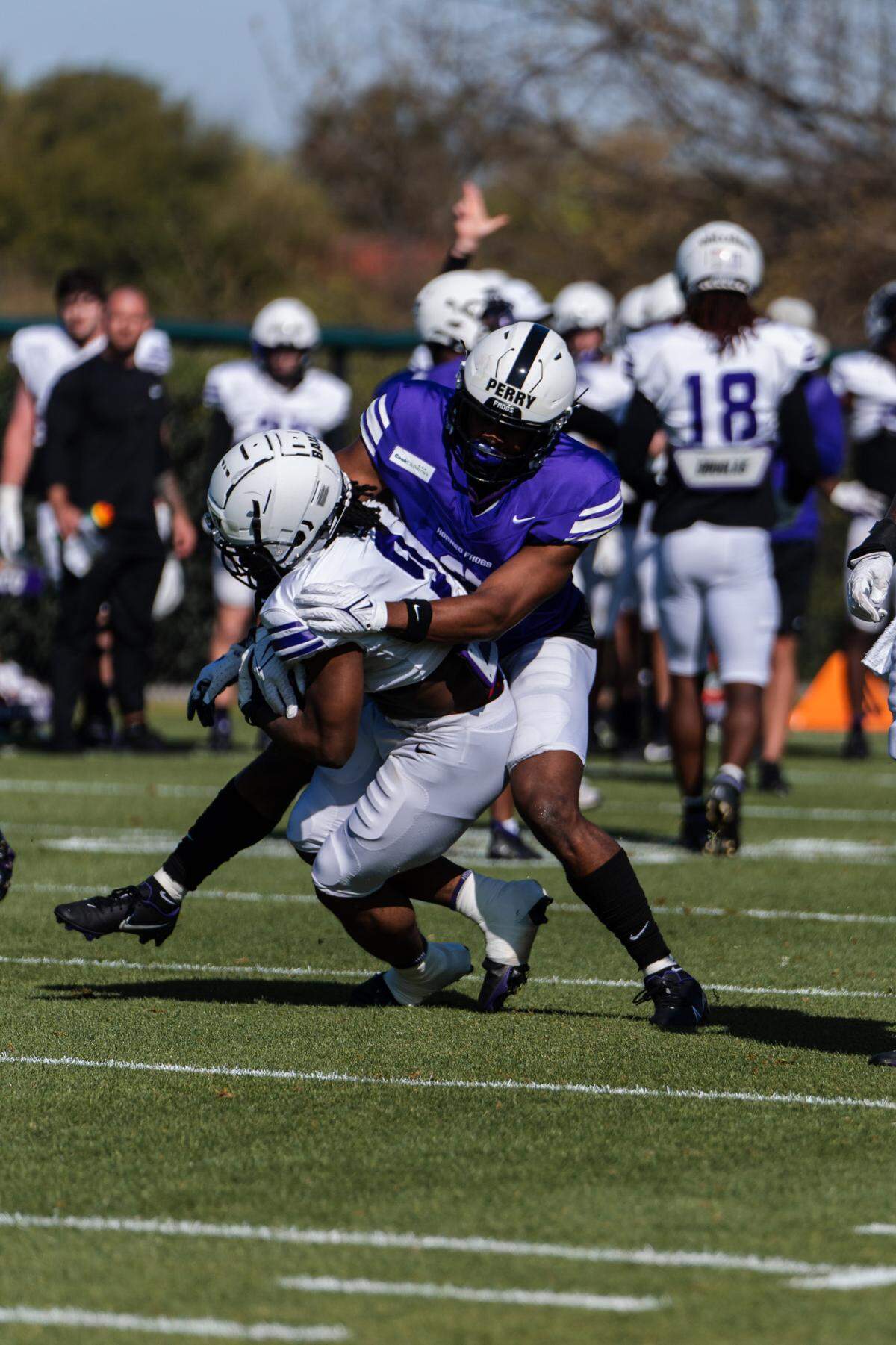 TCU safety Mark Perry, a transfer from Colorado, has emerged as one of the defense’s leaders this spring.