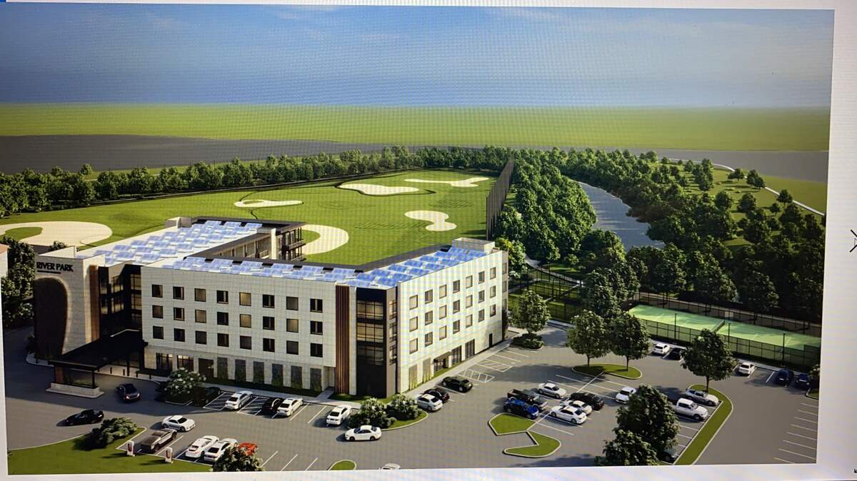 Golf Center of Arlington owner Mauricio Galante plans to build an 85,207-square-foot upscale hotel centered around his driving range and the West Fork of the Trinity River.