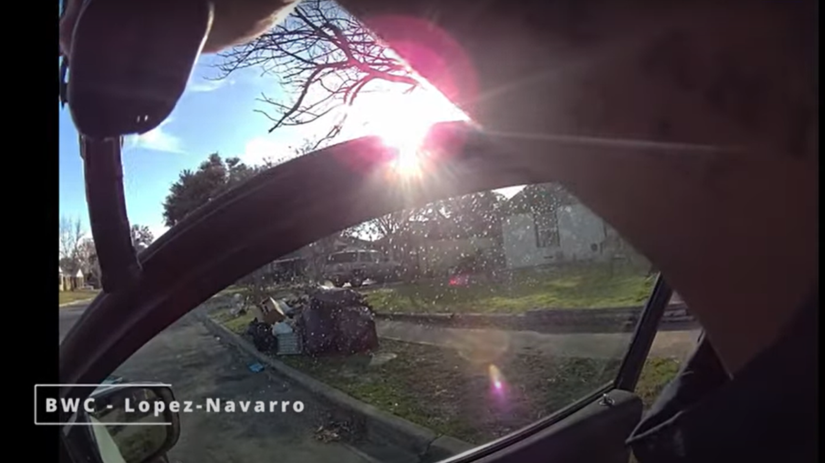 A frame from body-camera footage released by the Dallas Police Department.