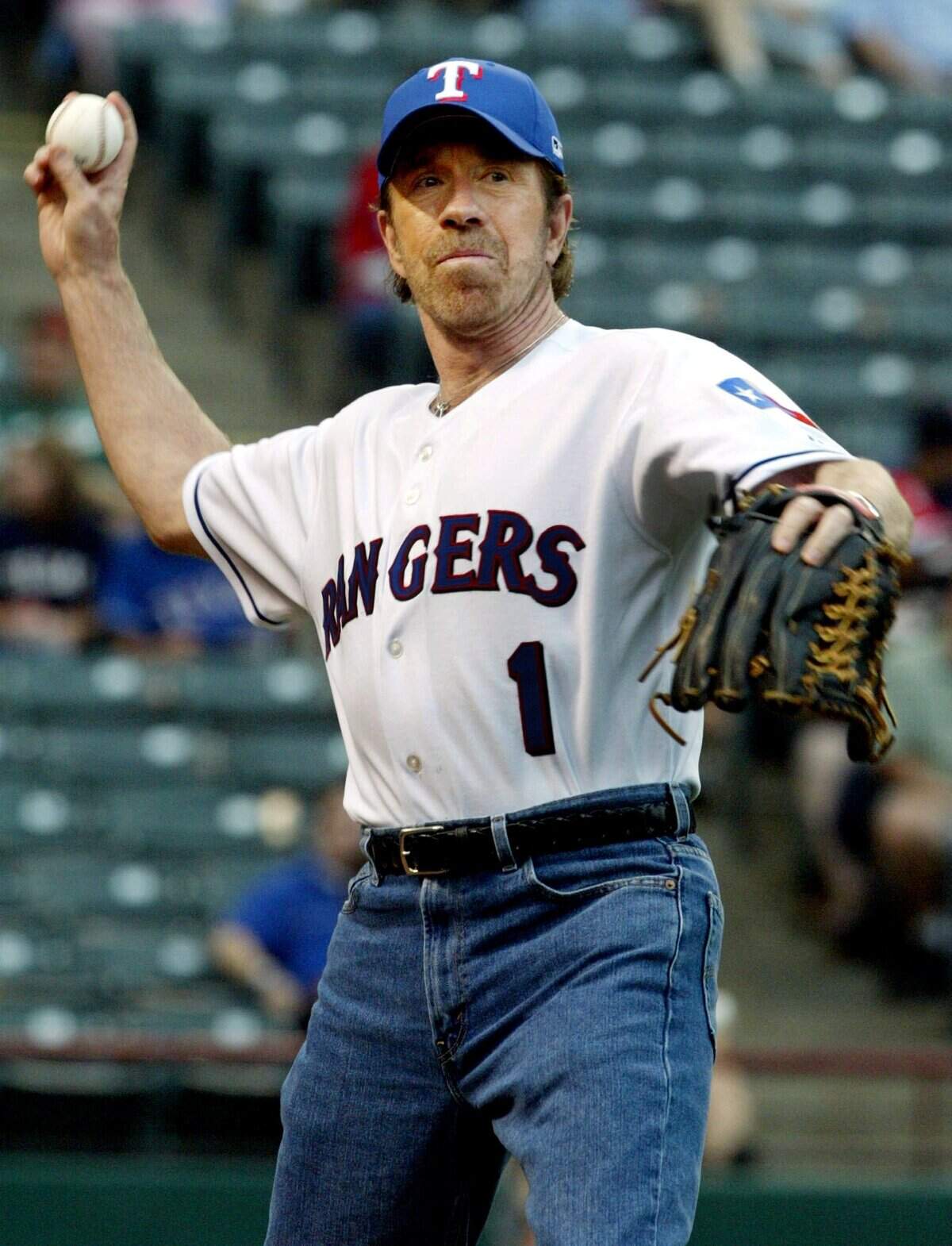 That time Chuck Norris played for the other Texas Rangers, in 2005.