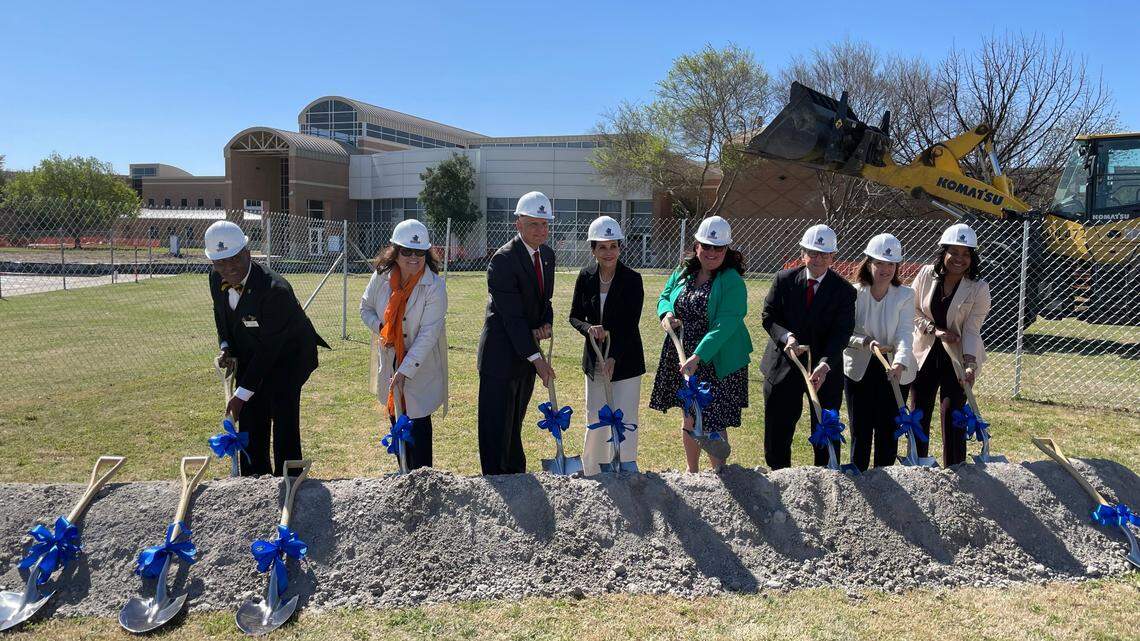 Tarrant County College and local leaders break ground at the future site of a new building at the college’s Southeast Campus.