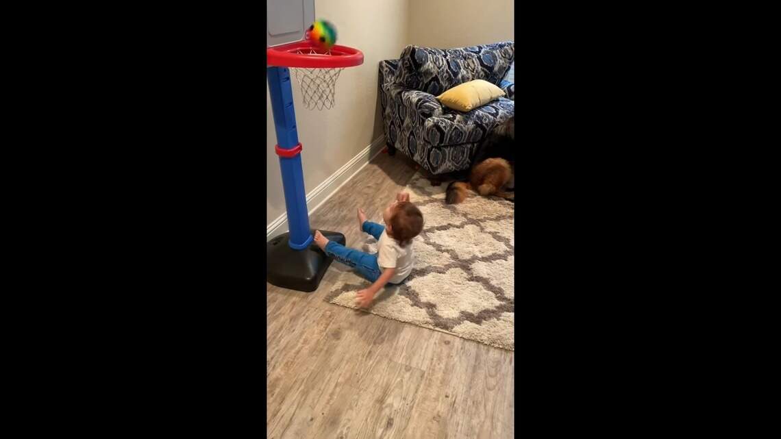 Toddler perfect! Dallas 1-year-old goes viral with basketball trick shots