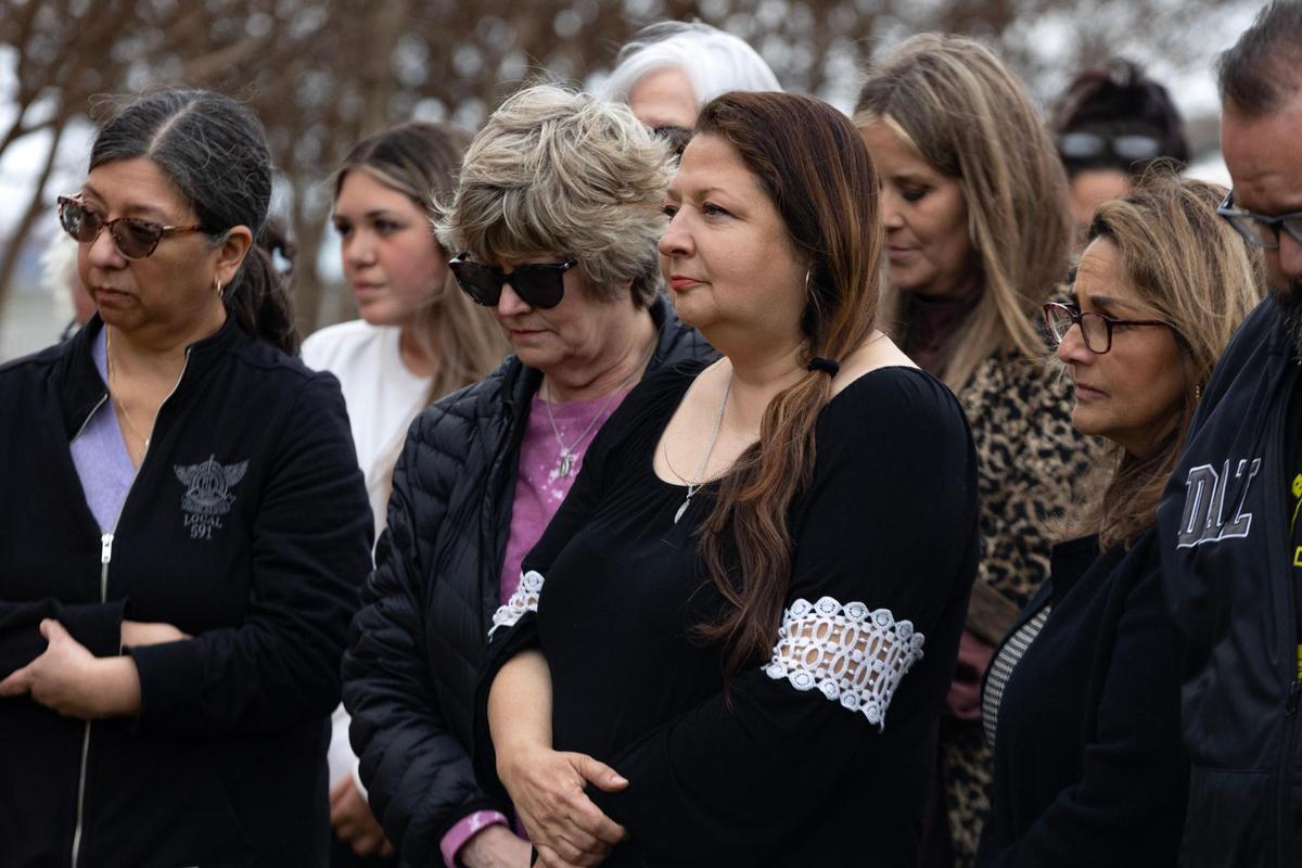 Suzette Chaires attends a vigil for Ja’Shawn James Poirier, on Tuesday, March 21, 2023, in Arlington. Poirier, 16, was shot by a classmate at Lamar High on Monday, authorities said.