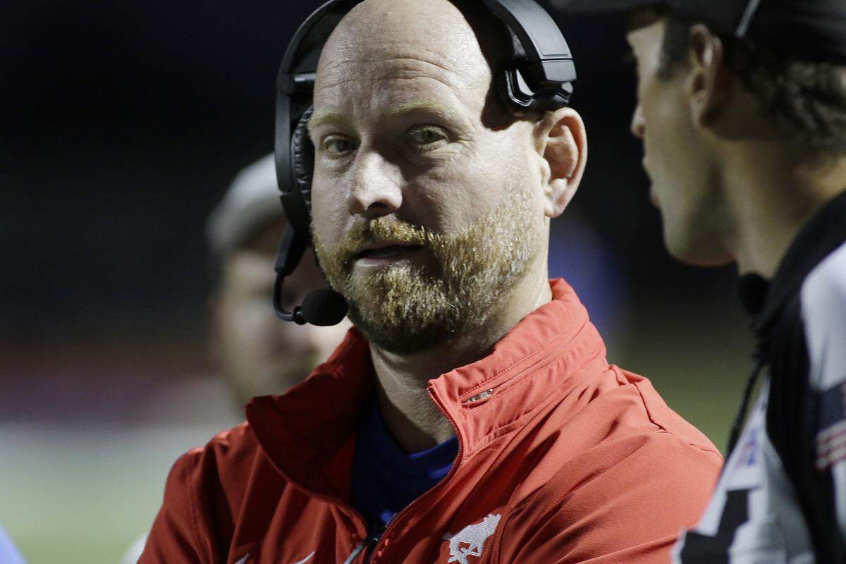 Grapevine head coach Ryan Smith during their game at Newsom Stadium on Thursday, Sept. 25, 2025 