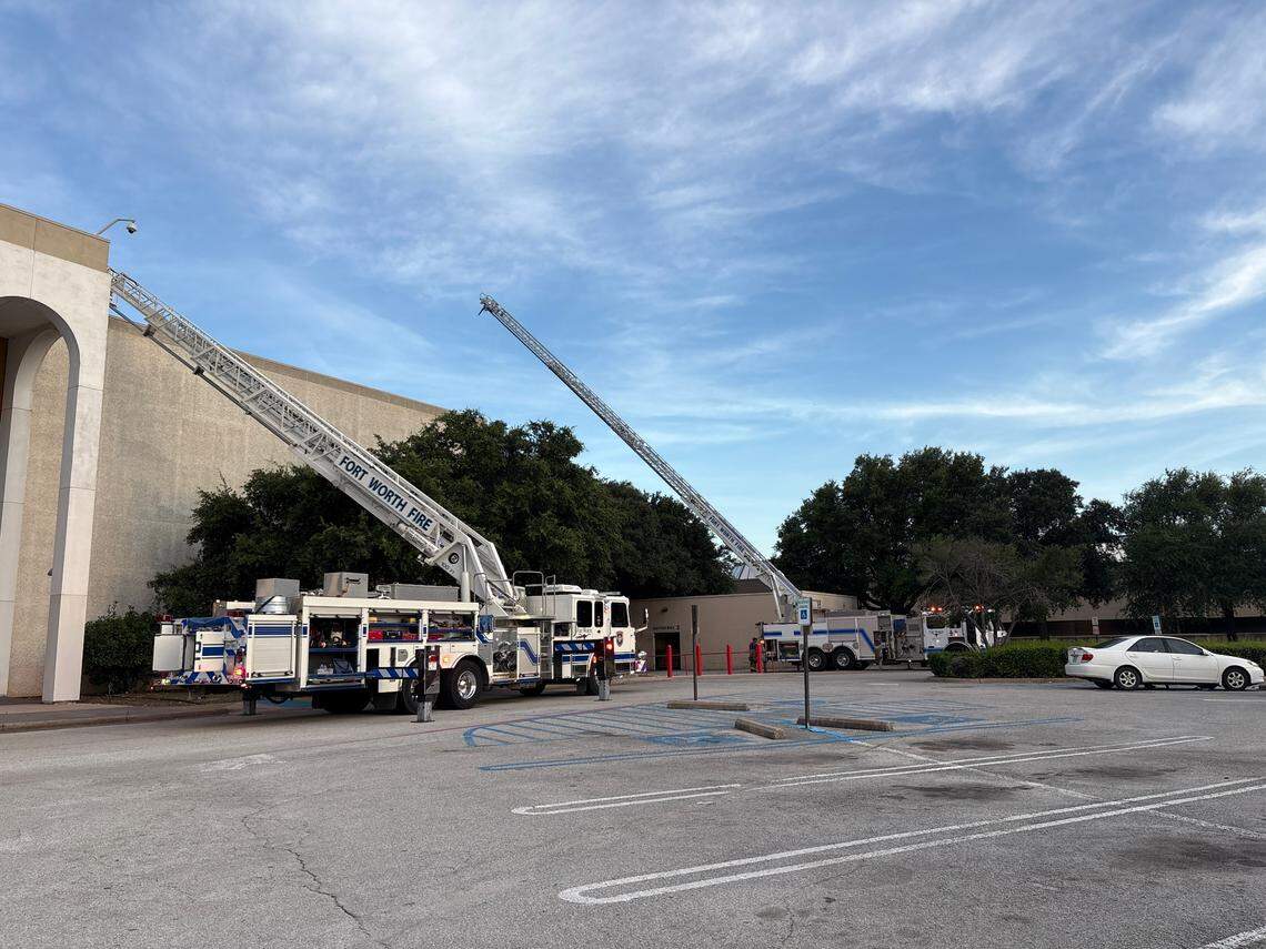 Fort Worth firefighters respond to a two-alarm fire at Hulen Mall on Friday night, June 27. Shoppers and employees were evacuated from the mall.