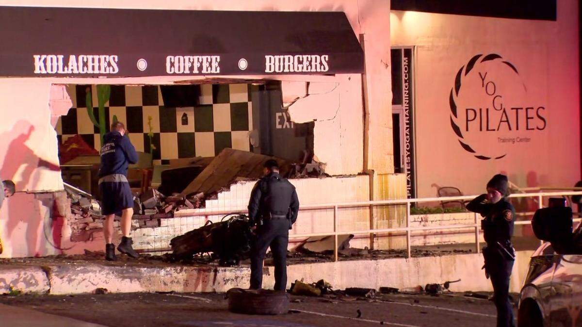 A car crashed on Feb. 26, 2025, into the former Pearl Snap Kolaches building in Fort Worth, police said.