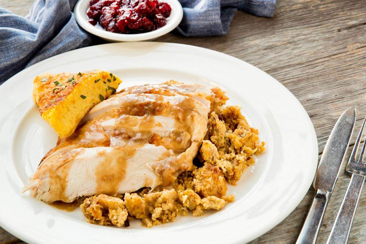 Turkey and dressing on the lunch at B&B Butchers & Steakhouse in Fort Worth.