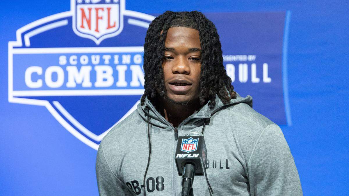 Former TCU and Mississippi running back Zach Evans speaks to the press at the NFL Combine at Lucas Oil Stadium earlier this year.