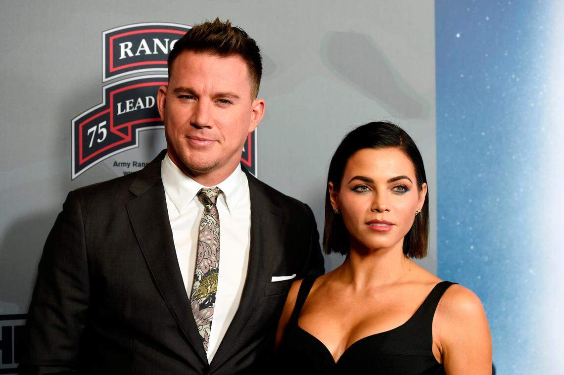 FILE - In this Monday, Nov. 6, 2017, file photo, Channing Tatum, left, executive producer of the HBO documentary film “War Dog: A Soldier’s Best Friend,” poses with his wife, actress Jenna Dewan Tatum, at the premiere of the film at the Directors Guild of America in Los Angeles. (Photo by Chris Pizzello/Invision/AP, File)