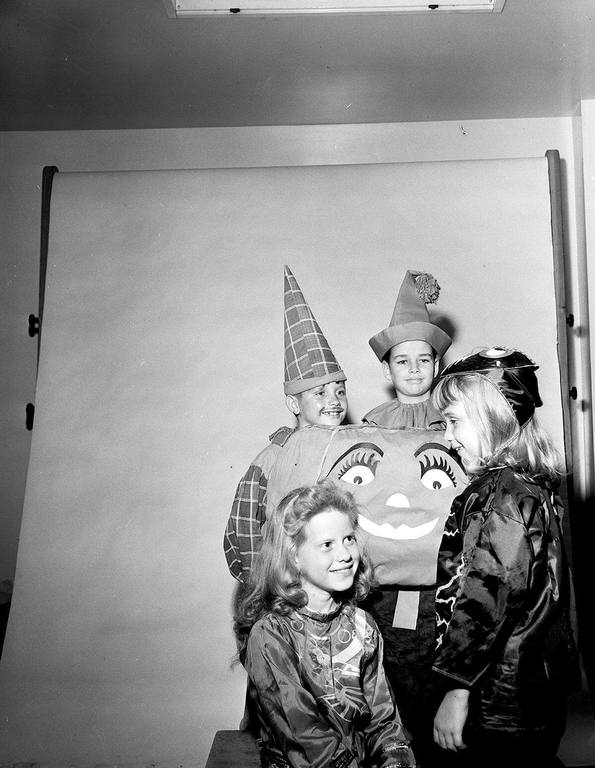 1958: A Halloween carnival, sponsored by the G.E. Tandy PTA, will be held from 5:30 to 9:30 p.m. Students pictured are back, from left, Billy Raley, son of Mr. and Mrs. J. T. Raley of 3541 Canyon Ridge, and Charles Smith, son of Mr. and Mrs. C.E. Smith of 324 Meadowbrook Drive; and front, from left, Lynn Rogers, daughter of Mr. and Mrs. Melvin of 2800 Bomar, and Diane Lisius, daughter of Mr. and Mrs. E.J. Lisius of 3709 Meadowbrook Drive.
