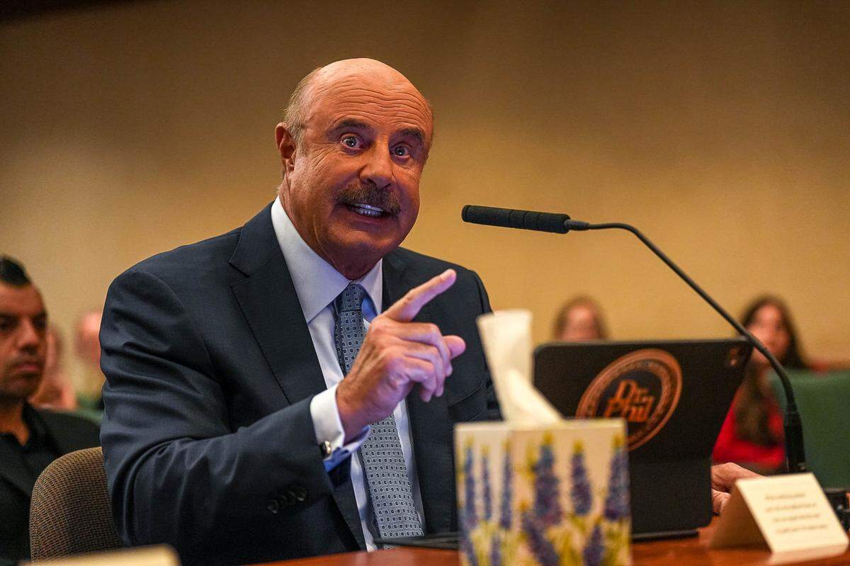 Dr. Phil McGraw testifies to the Texas House of Representatives Committee on Judiciary and Civil Jurisprudence on the trial of Robert Roberson in the Capitol Extension on Monday, Oct. 24, 2024.