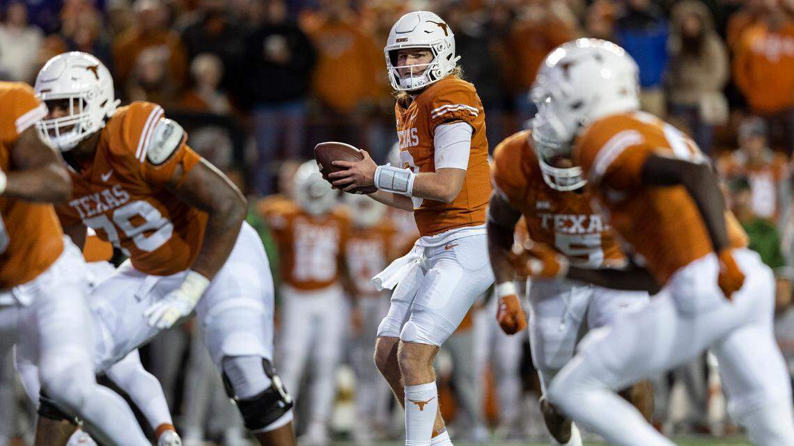 Texas quarterback Quinn Ewers has struggled this season in his first season in Austin.