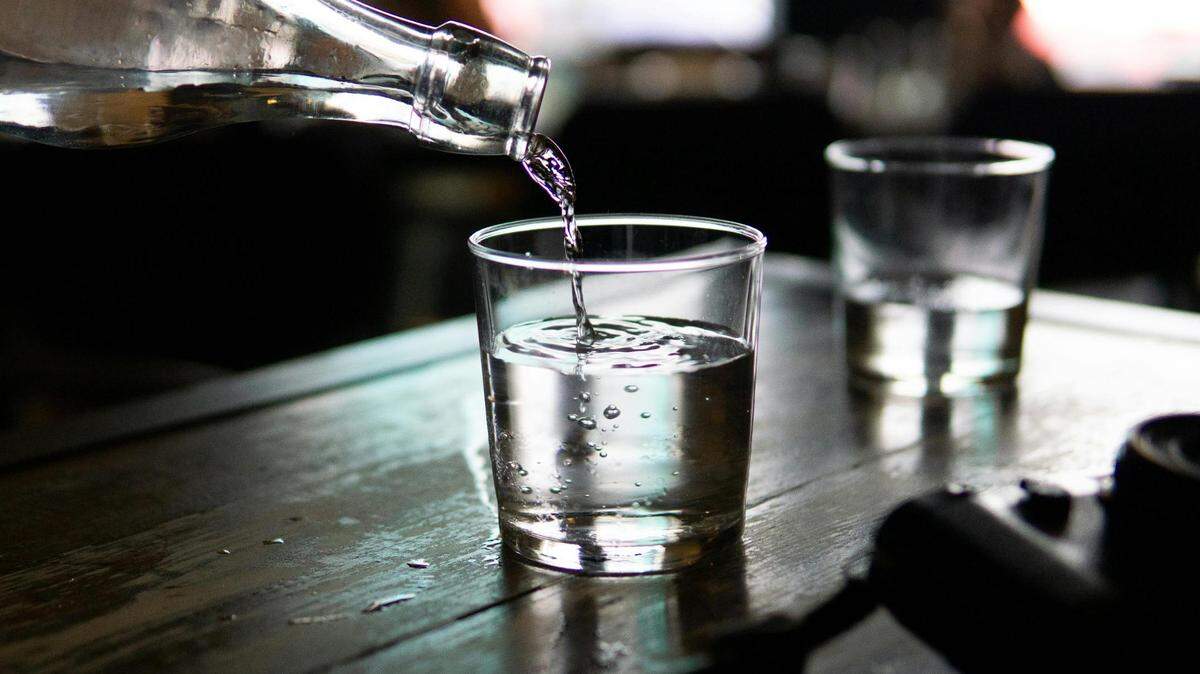 Stock image of a glass of drinking water.