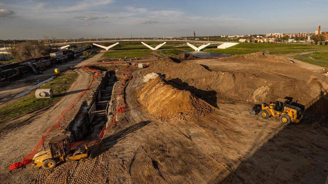 Construction continues for the new Panther Island development underneath the bridge at White Settlement Road adjacent to downtown Fort Worth on Tuesday, March 12, 2024.