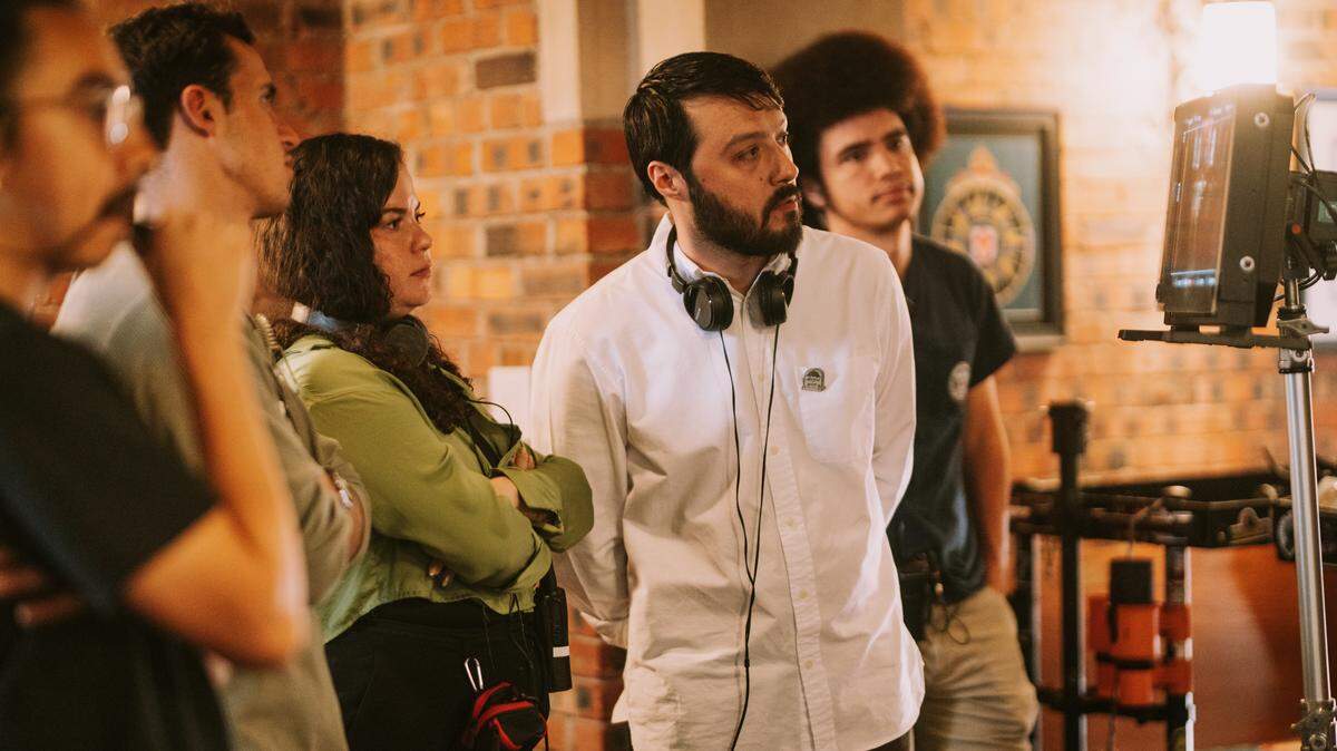Merced Elizondo, middle, behind the scenes of “The Mourning Of,” which will be shown at the Lone Star Film Festival at the Modern Art Museum, 3200 Darnell St, at 11:45 a.m. Thursday, Oct. 30.