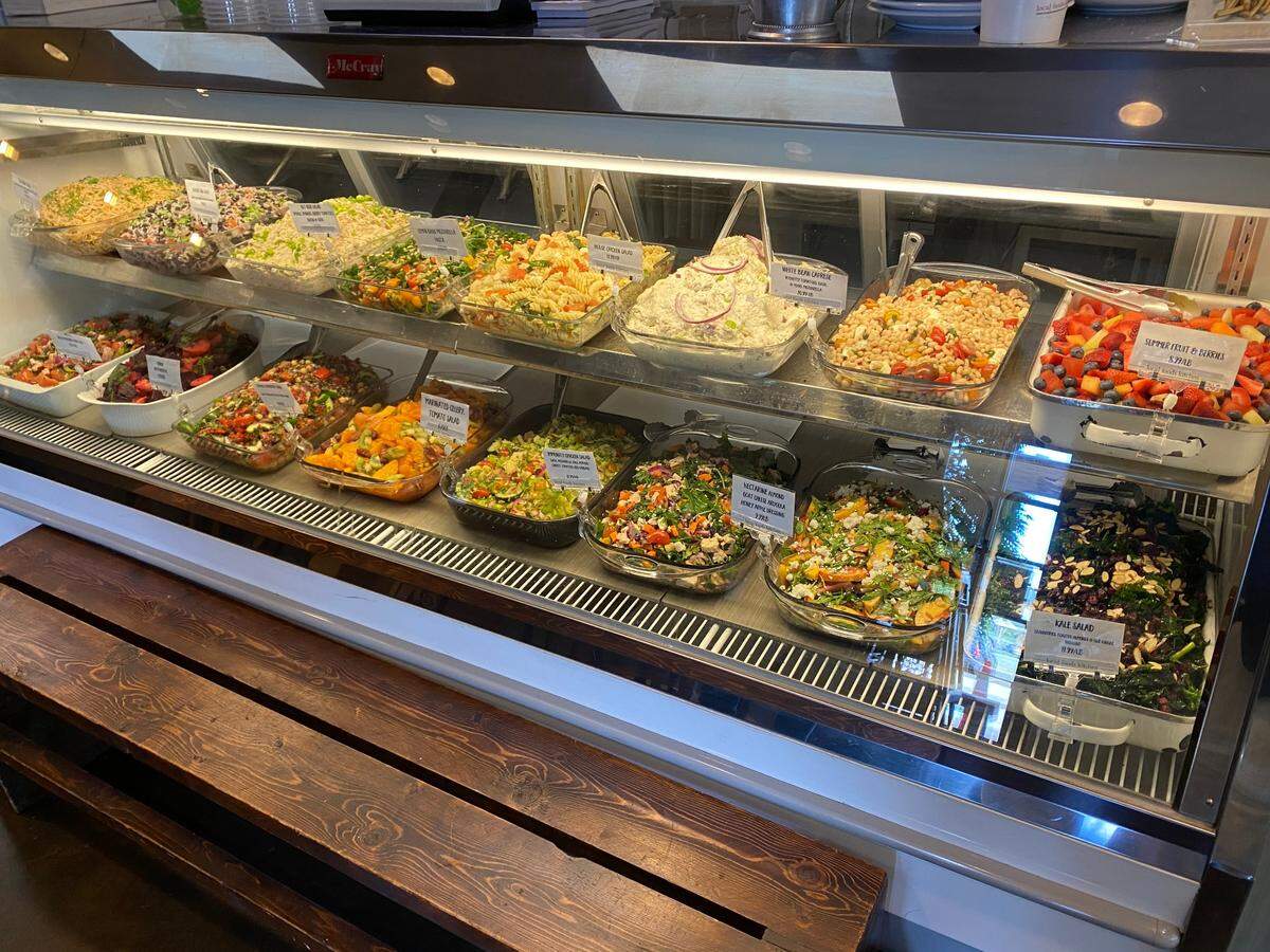 A typical selection of salads at Local Foods Kitchen in Fort Worth.