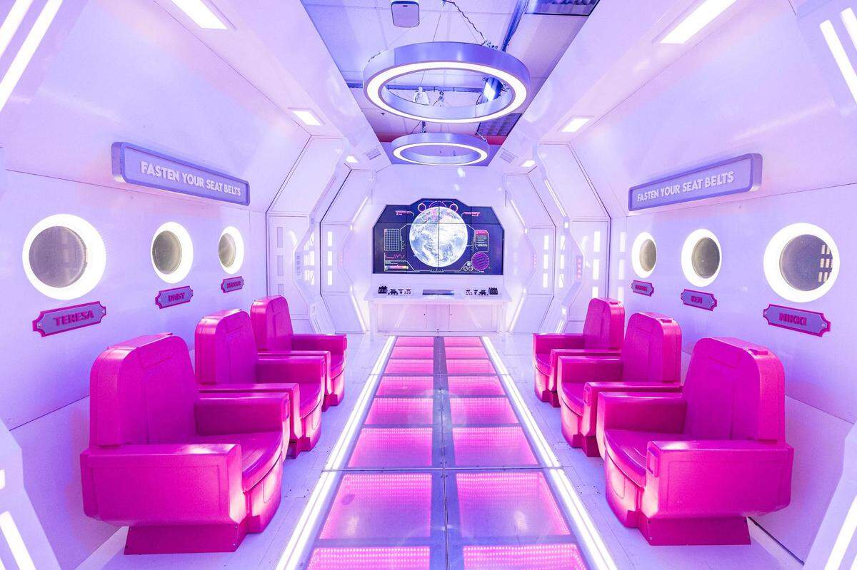 Inside the Barbie Interstellar Airways at the ‘World of Barbie’ immersive experience at the Stonebriar Centre in Frisco on Thursday, Nov. 16, 2023.
